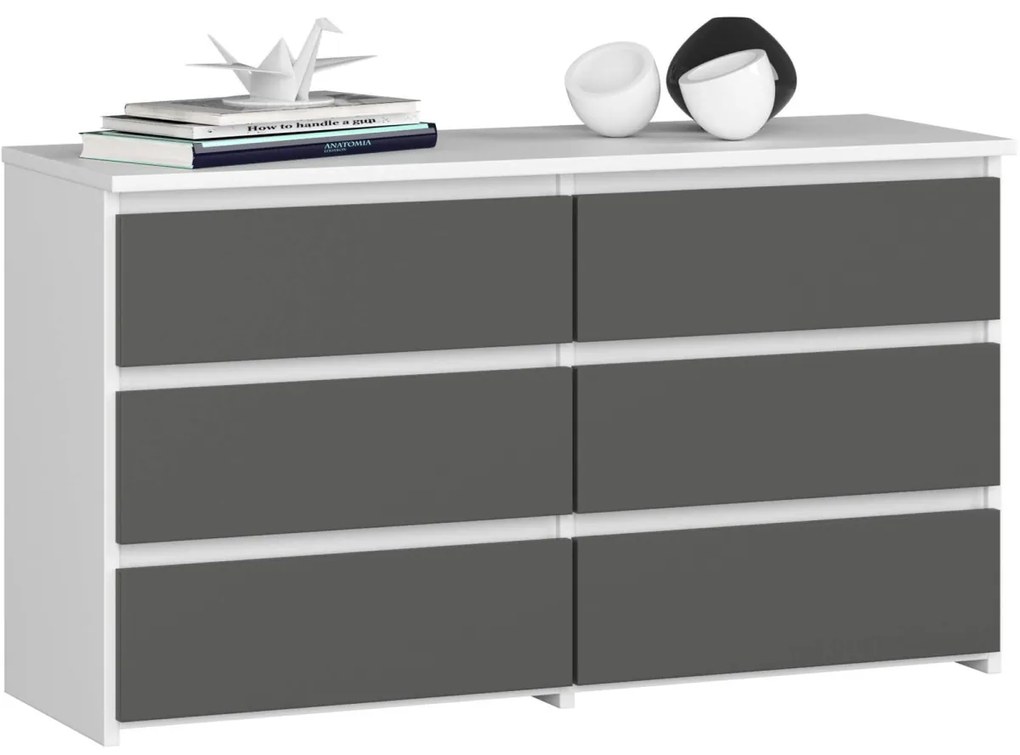 Komoda CL6 100 cm biela/grafitovo sivá