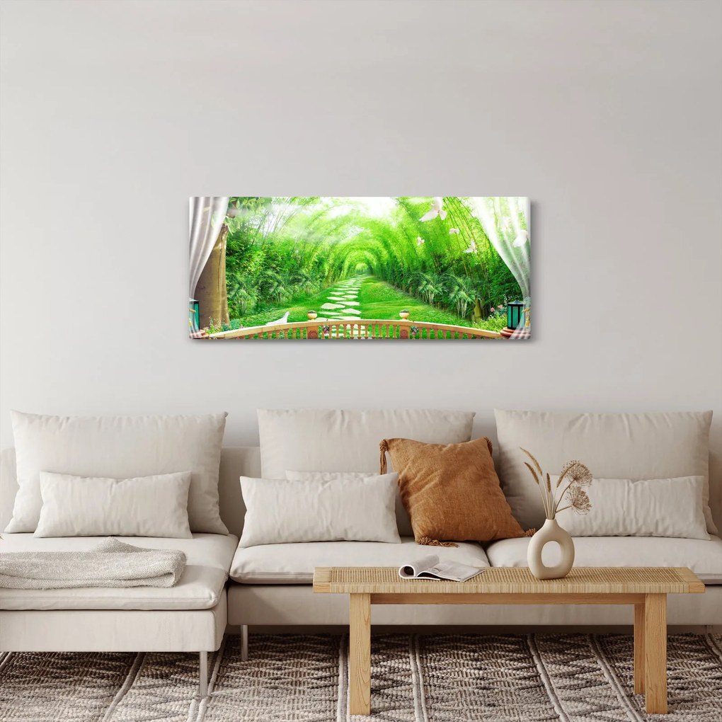 Obraz - Výhľad na tropickú záhradu (120x50 cm)