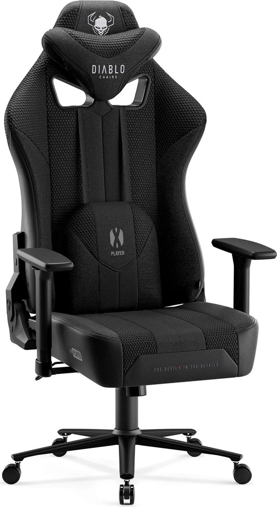 Herné kreslo s látkovým poťahom, veľkosť Normal Size, čierne: Diablo X-Player 2.0