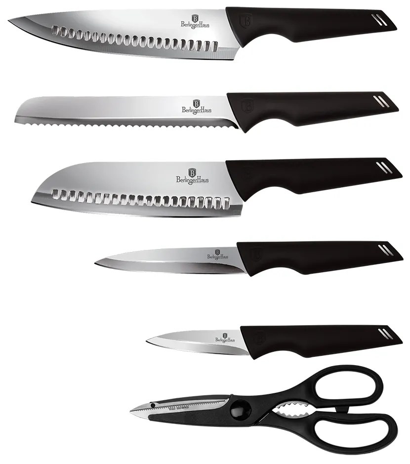 7-dielna sada kuchynských nerezových nožov so stojanom BLACK 20474