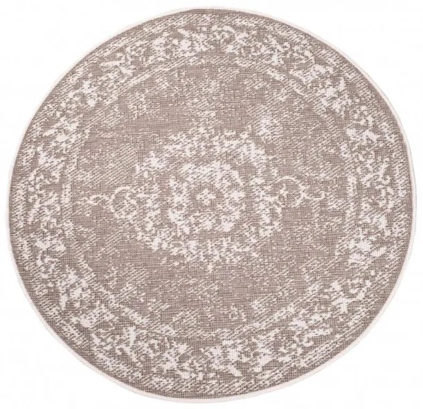 Obojstranný koberec DuoRug 5577 krémový kruh