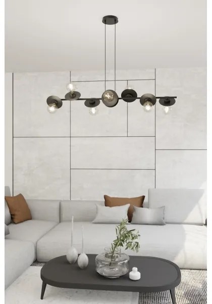 Luster na lanku TOKEN 8xE27/15W/230V čierna