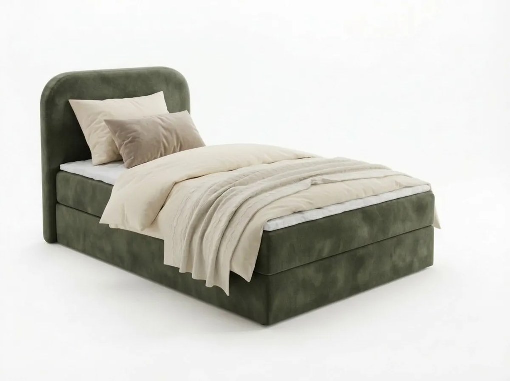 Čalúnená posteľ boxspring FORENA 90x200 cm tmavozelená Matrac: Bonell pružinová matrac