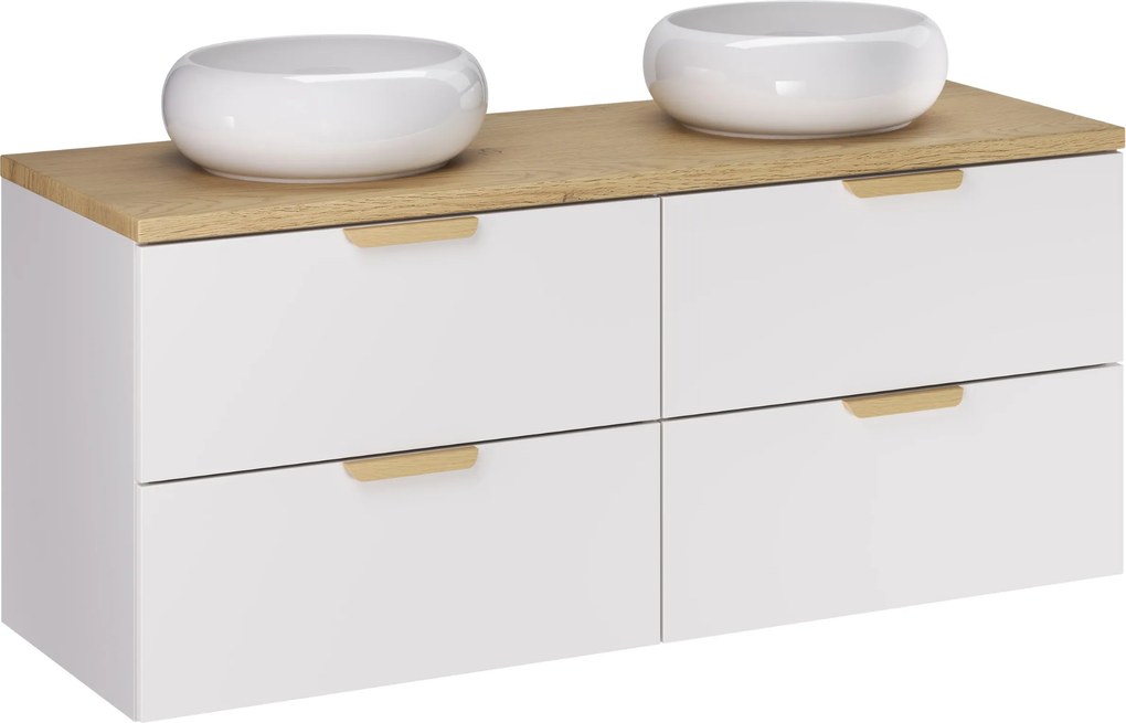 Comad Kúpeľňová skrinka s doskovými umývadlami set Aster White 120 biela/dub cremona