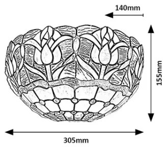 Brilagi - Tiffany vitrážné nástenné svietidlo LORAS 1xE14/40W/230V