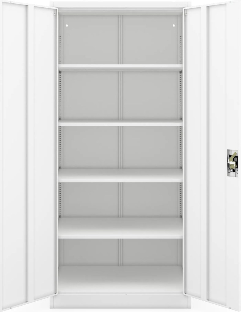 Uzamykateľná skriňa na dokumenty biela JAN H D600 900 x 1950 x 600 mm