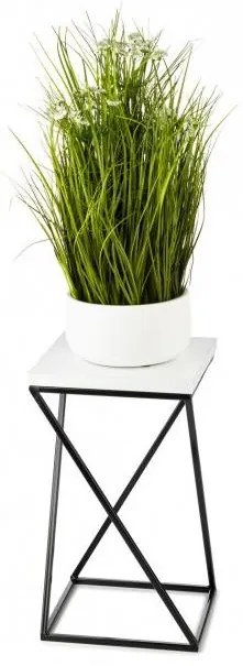 HowHomely Stojan na kvetiny LOFT 40x24 cm čierna/biela 10-1631-40-BW-MDF