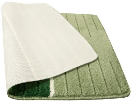 Kúpeľňový koberček COMO zelený / krémový, pruhy