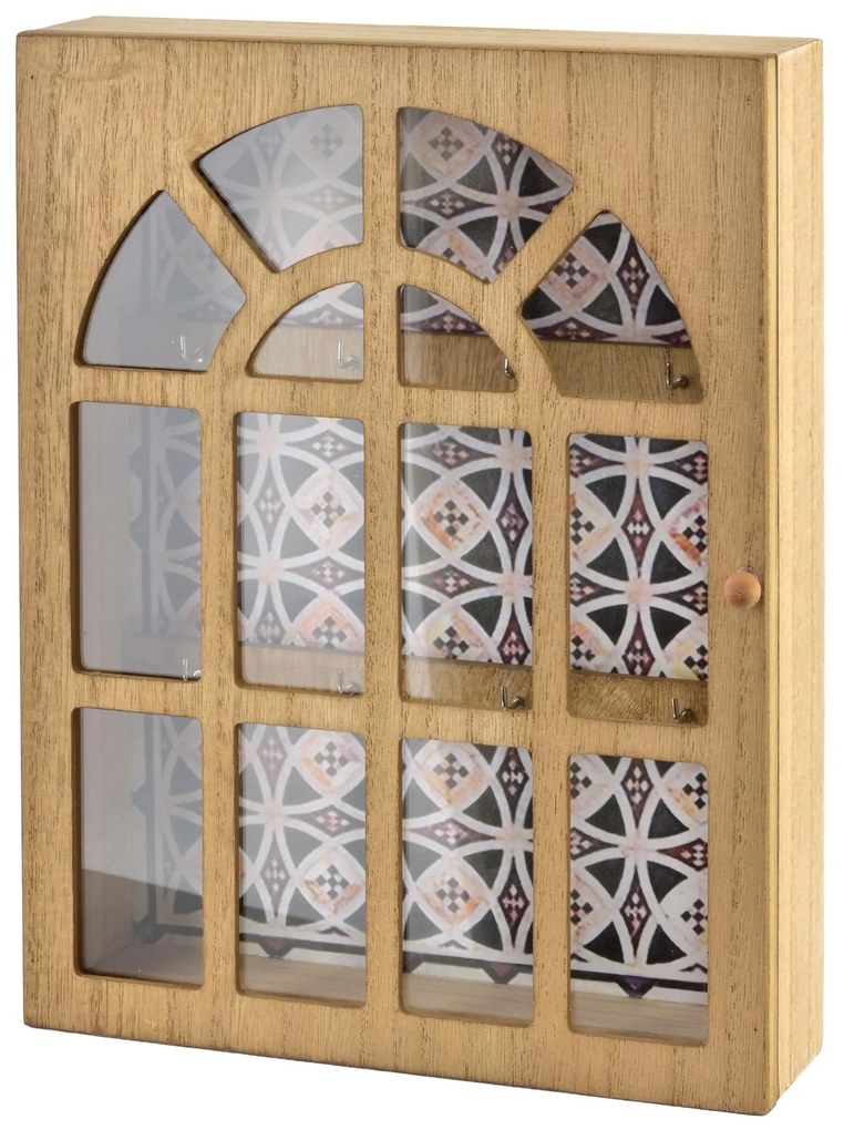 Skříňka na klíče STACY Window 28x21 cm hnědá