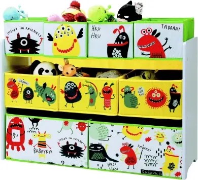 Detský úložný regál s úlžnými boxmi Farebné príšerky%