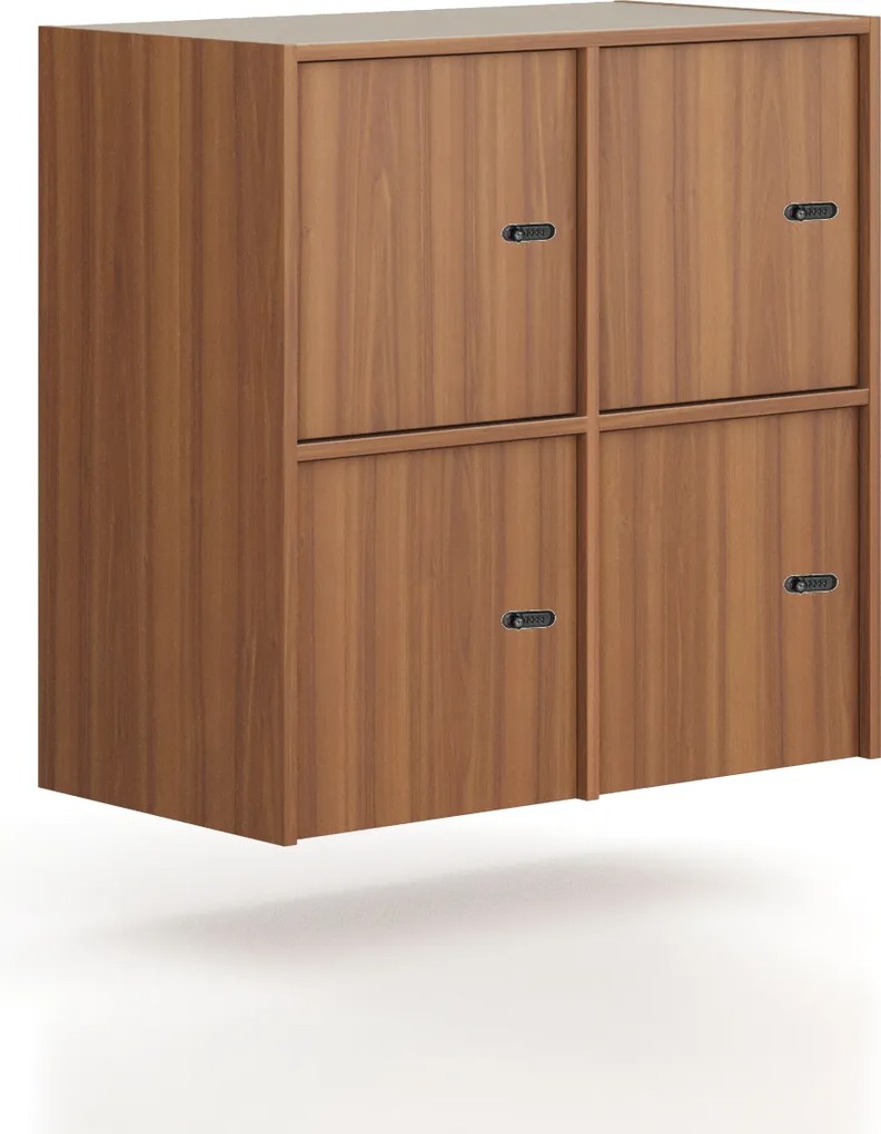 Nadstavba pre skrine FRAME, 4x dvere, 872 x 450 x 854 mm, mechanický zámok, orech