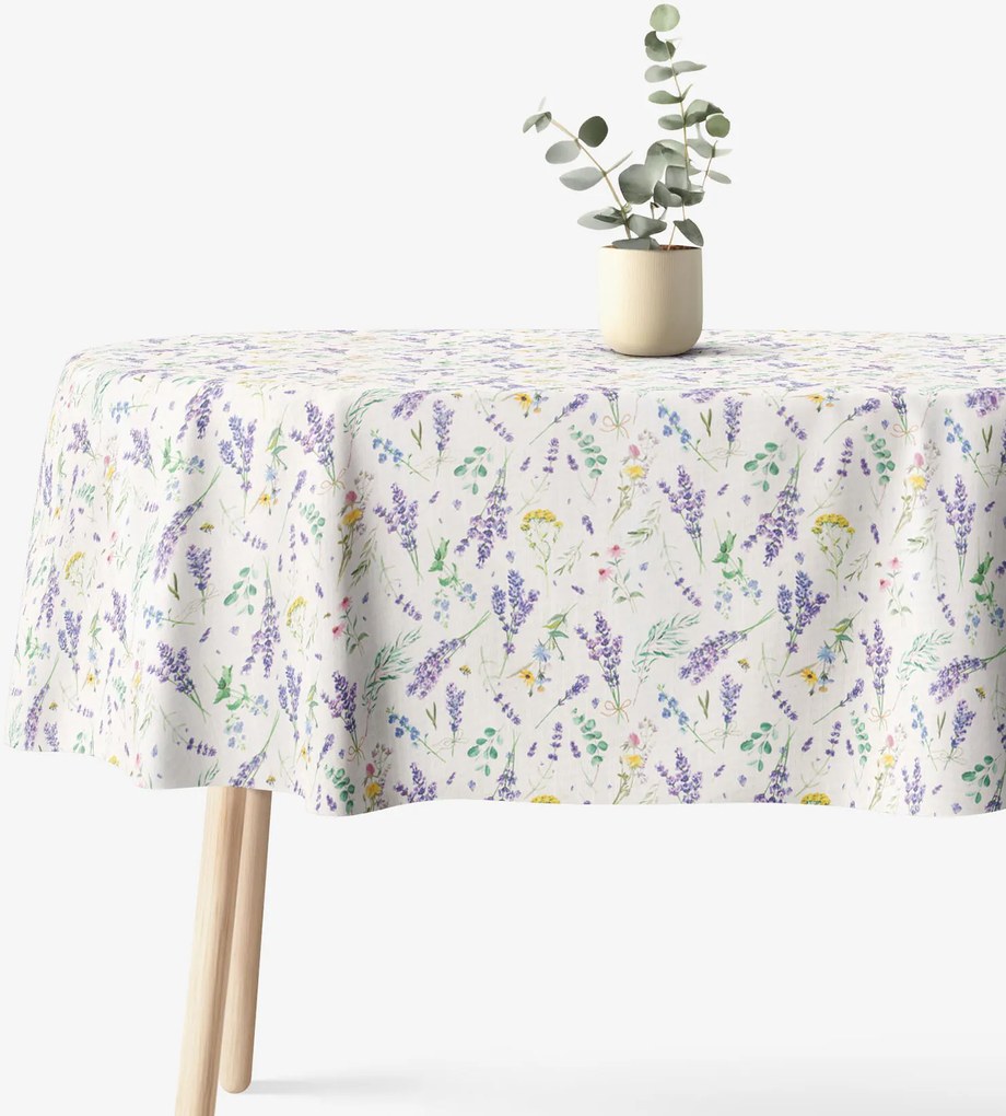 Goldea oválny obrus valencia - levanduľová záhrada 120 x 160 cm