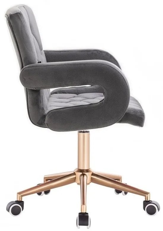 LuxuryForm DESIGN Stolička BOSTON VELUR na zlatej podstave s kolieskami - sivá