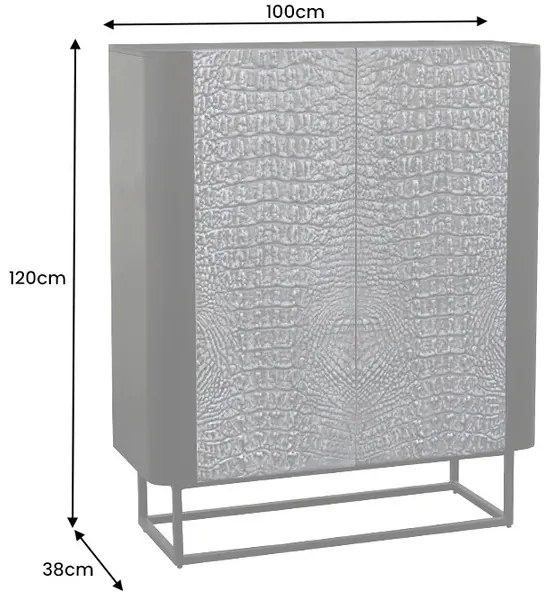Dizajnová vysoká komoda Helvius 120 cm sivá / čierna