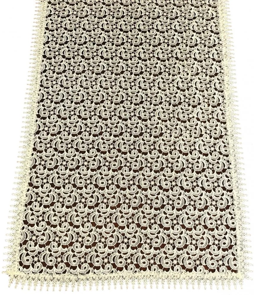 Béžový krajkový obrus s ozdobným lemom Šírka: 80 cm | Dĺžka: 140 cm