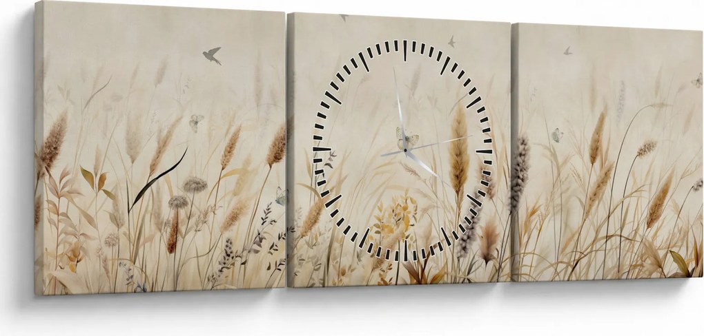 Obraz - Divoká lúka (s hodinami) (90x30 cm)