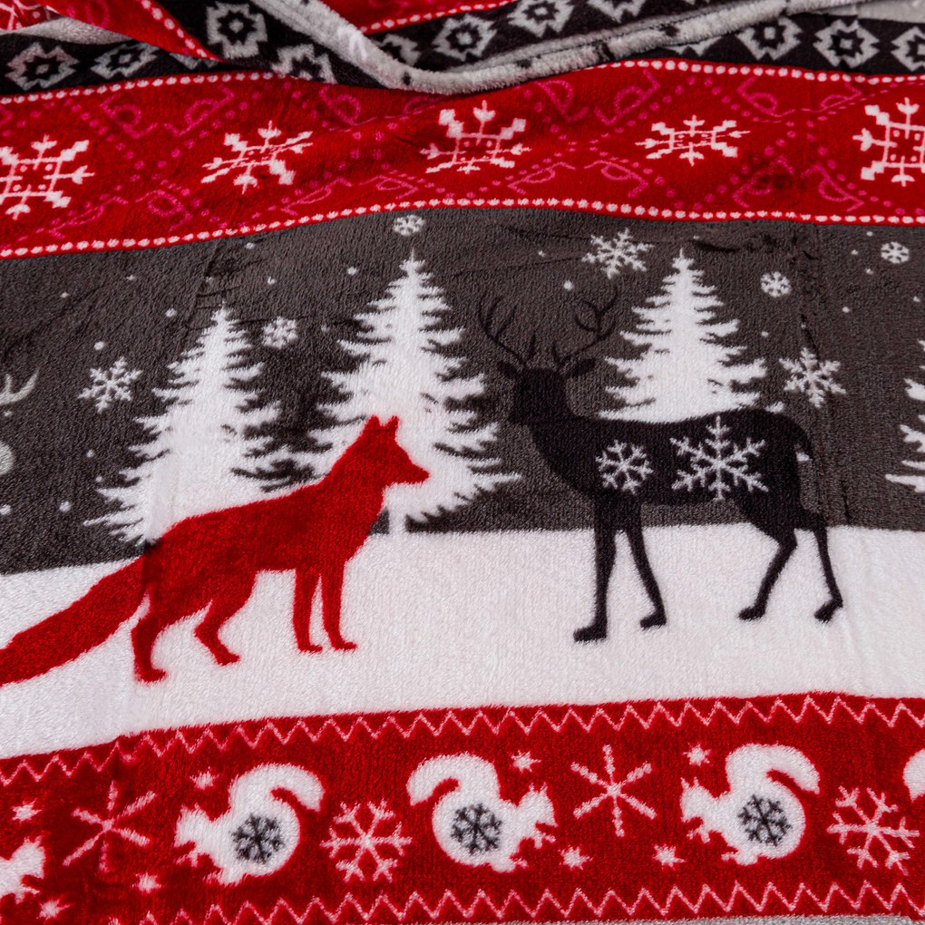 Vianočná mikroplyšová deka SNOWY FOREST sivá Rozmer: 200 x 220 cm