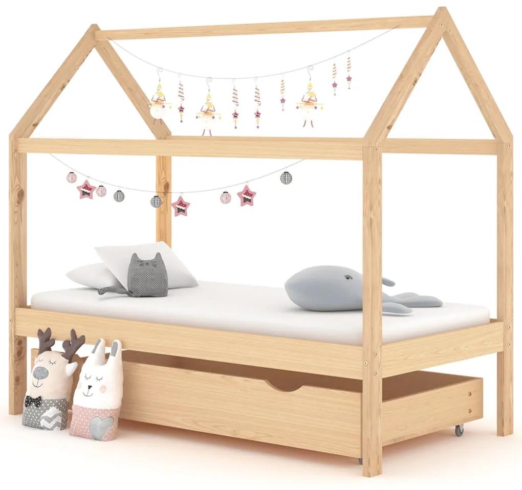 vidaXL Detský posteľný rám so zásuvkou 80x160 cm borovica