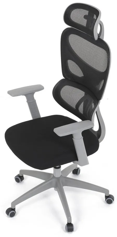 Kancelárska ergonomická stolička GRANT II — sieť, látka, sivá/čierna