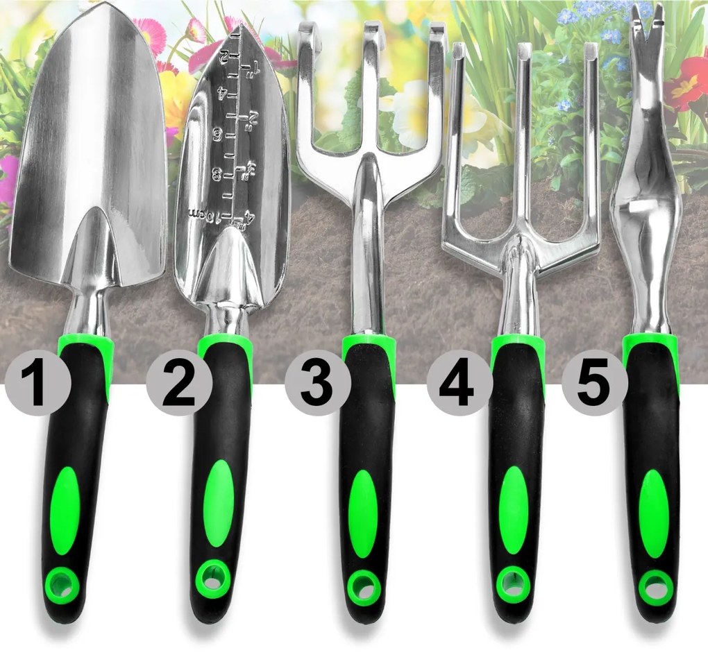 Súprava 5 ks záhradného náradia FUNAF zelená