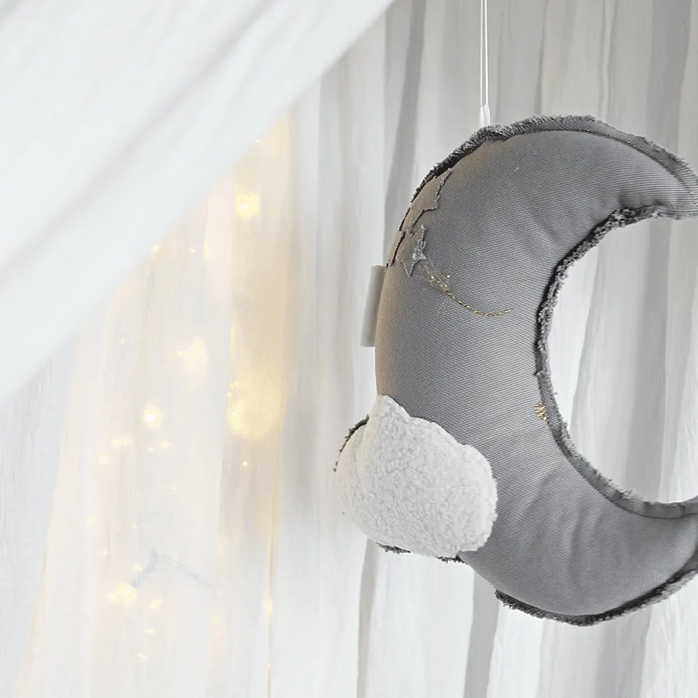 Závesná dekorácia mesiac svetlo šedá 31x31x10cm