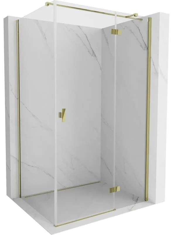 Mexen Mist H T, sprchový kút s výklopnými dverami pravý 100 x 110 cm, číre sklo, zlatá, 8A5T-100-110-50-00-P