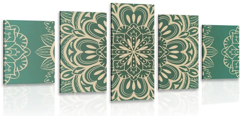 5-dielny obraz Mandala na tyrkysovom pozadí