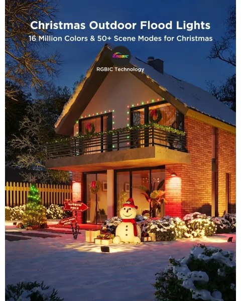 Govee - Súprava 4× stmievateľných LED reflektorov RGBICWW, 24 W, 230 V, IP66, s podporou Matter a Wi‑Fi