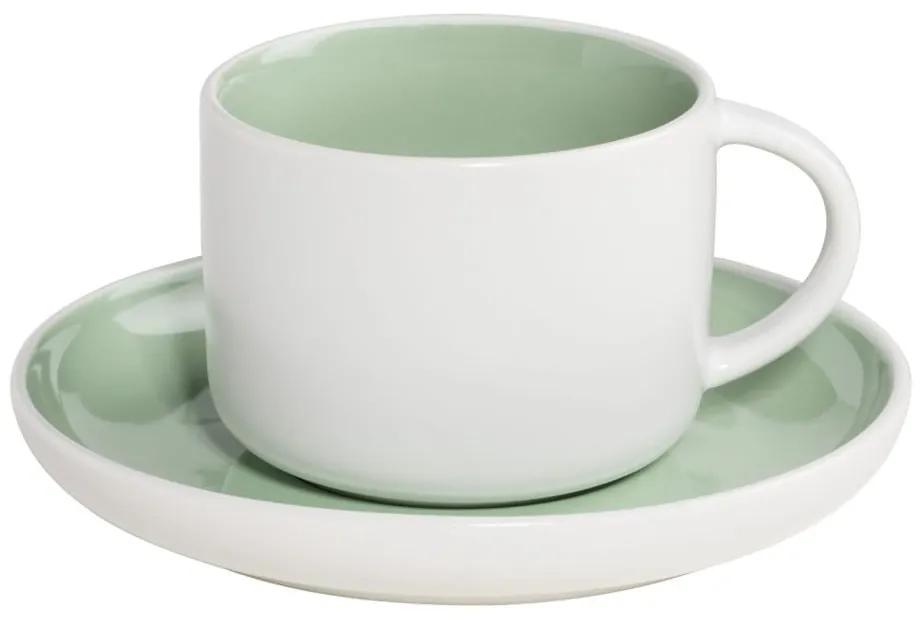 Bielo-zelený porcelánový hrnček s tanierikom Maxwell&Williams Tint, 240ml