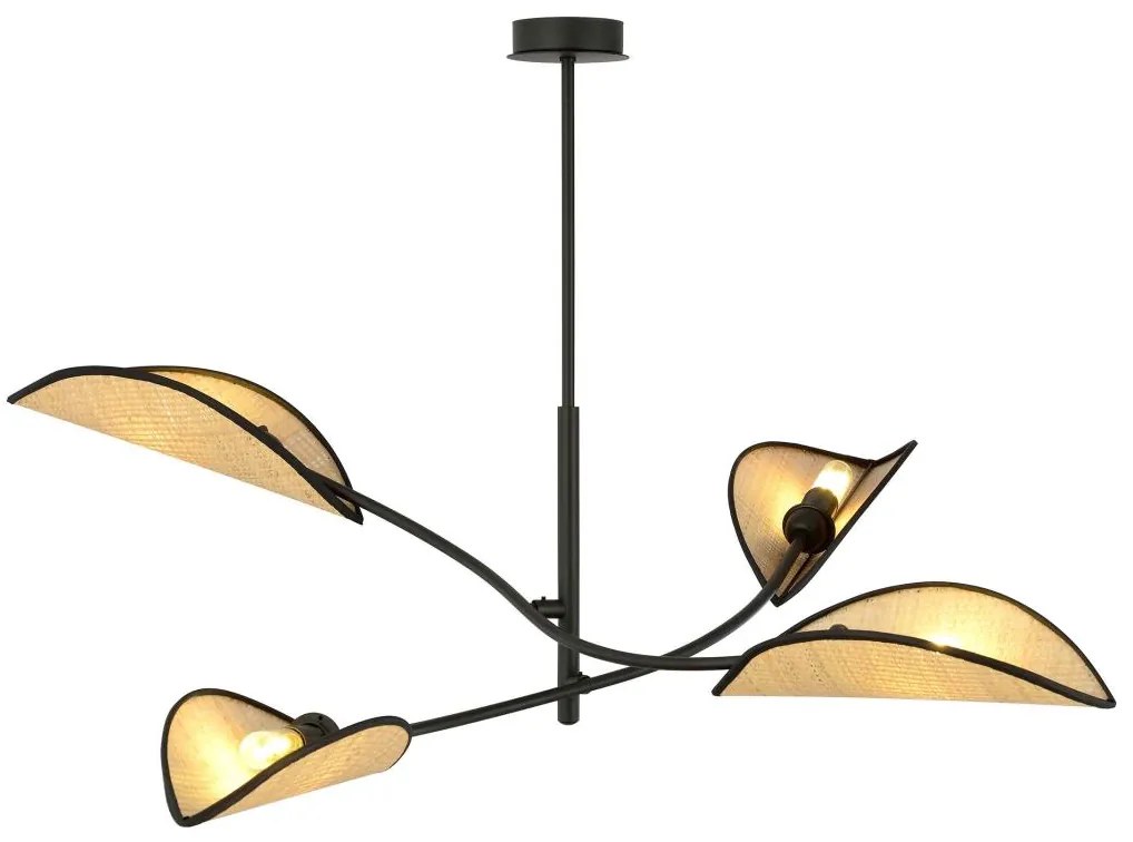 Luster na tyči LOTUS 4xE14/10W/230V čierna/béžová