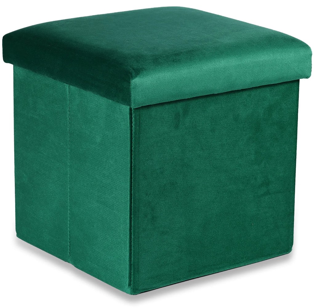 Zelený skladací taburet CUBEXO VELVET M