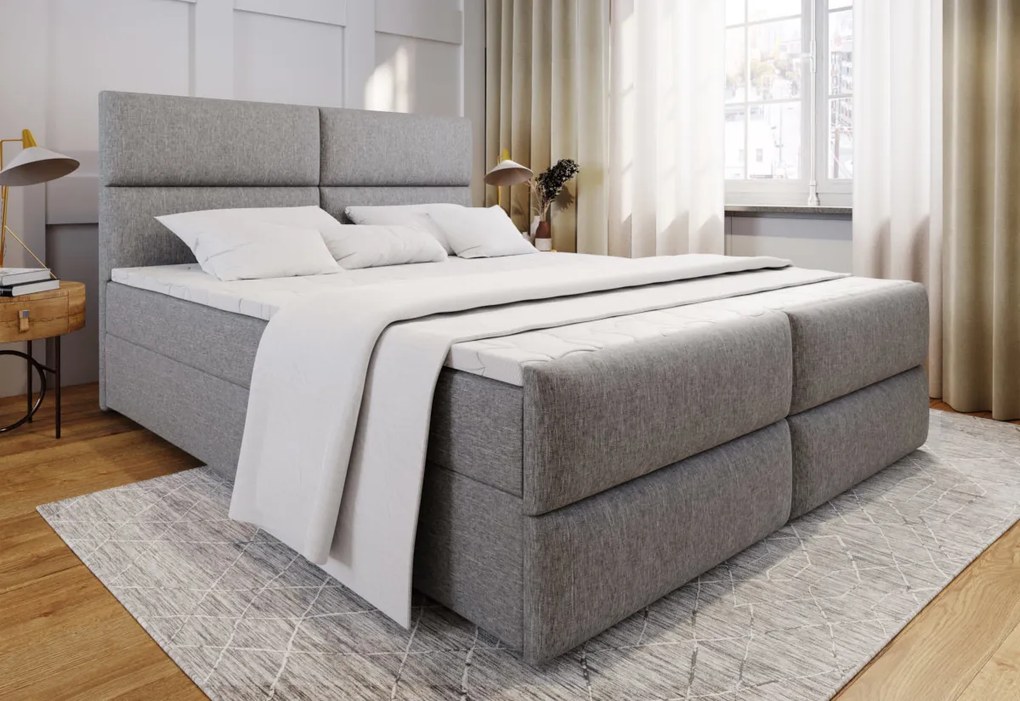 Čalúnená posteľ boxspring MULEN + topper, 140x200, sawana 05