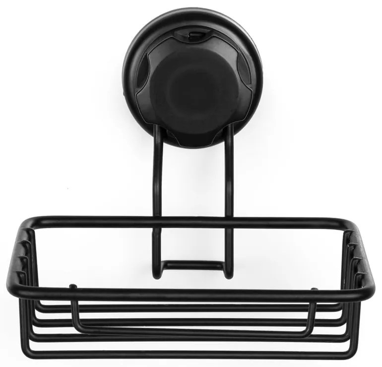 Čierny samodržiaci nástenný držiak na mydlo Compactor Bestlock Black Soap & Sponge Holder