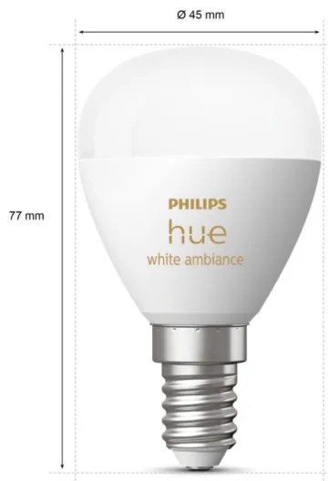 LED Stmievateľná žiarovka Philips Hue WHITE AMBIANCE P45 E14/5,1W/230V 2200-6500K