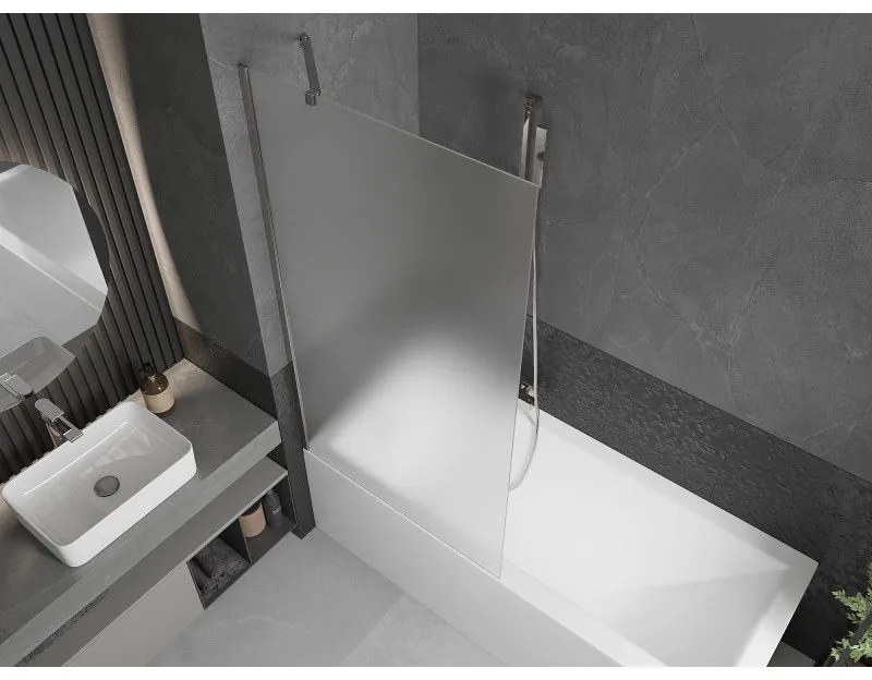 Mexen Next, vaňová zástena 1-krídlová 90 x 150 cm, fixné krídlo, 6 mm námraza sklo, chrómový profil, 895-090-000-00-30-01