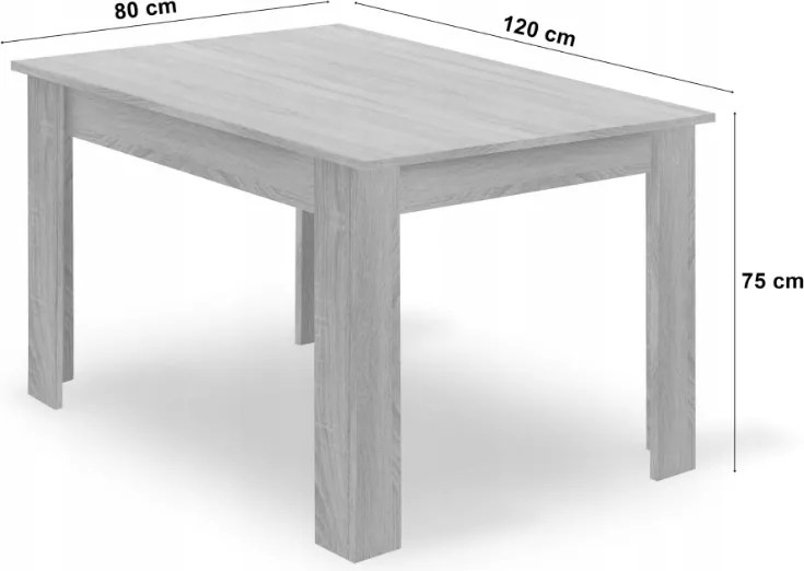 AKCIA Jedálenský stôl MADO čierny s doskou v dekore dub artisan 120x80cm II. akosť