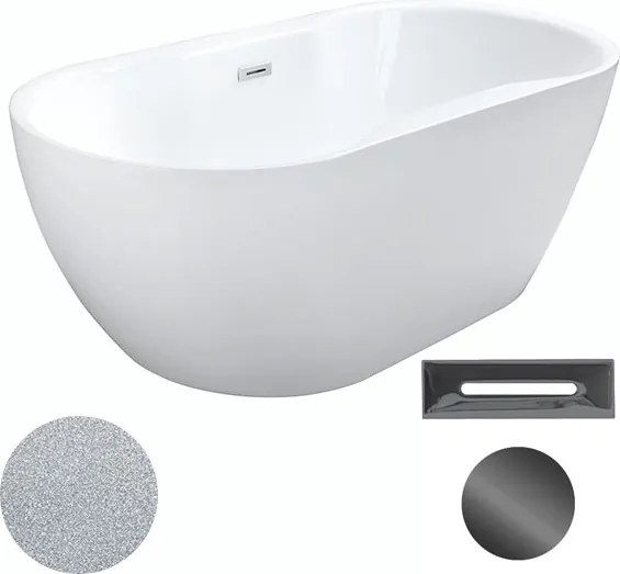 Besco Akrylátová voľne stojaca vaňa Navia Glam S 140x75 (150x80, 160x80) BESCO-Typ výpuste: Click-Clack s prepadom, zlatá, BESCO-Rozmery: 160x80, BES…