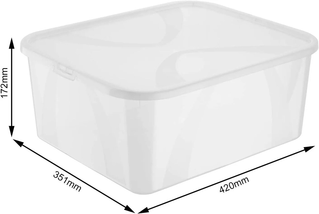 Sada 4 kusov úložných boxov s vekom, Rotho LONA, 42x35x17 (4 x 19l) SADA