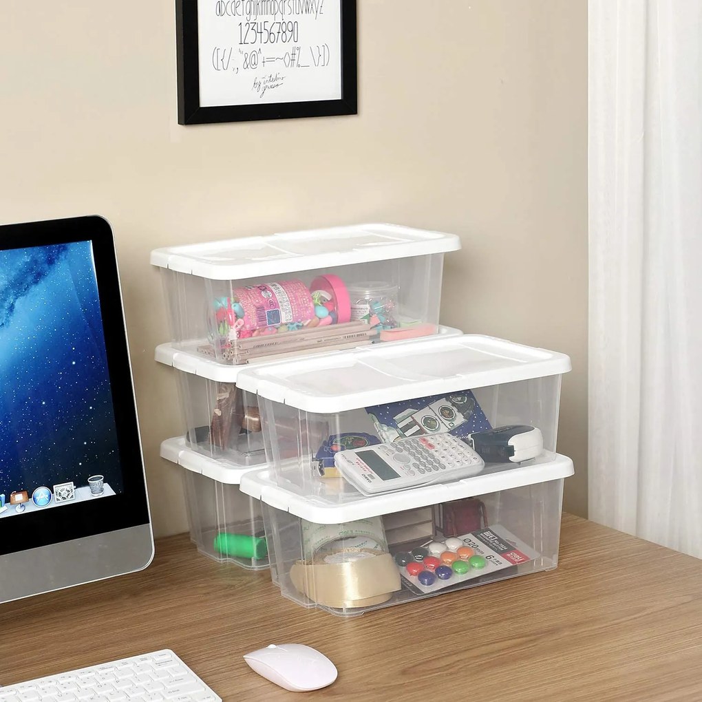 Úložný box Clear, sada 12ks, 16,5x12,5x29,5 cm, transparetná