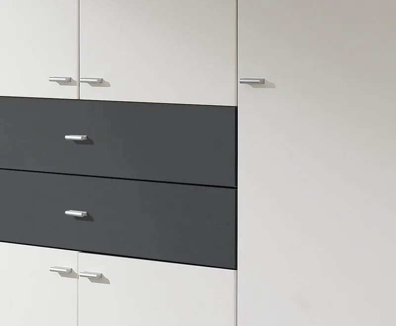 Šatníková skriňa Landsberg, šedá/bílá