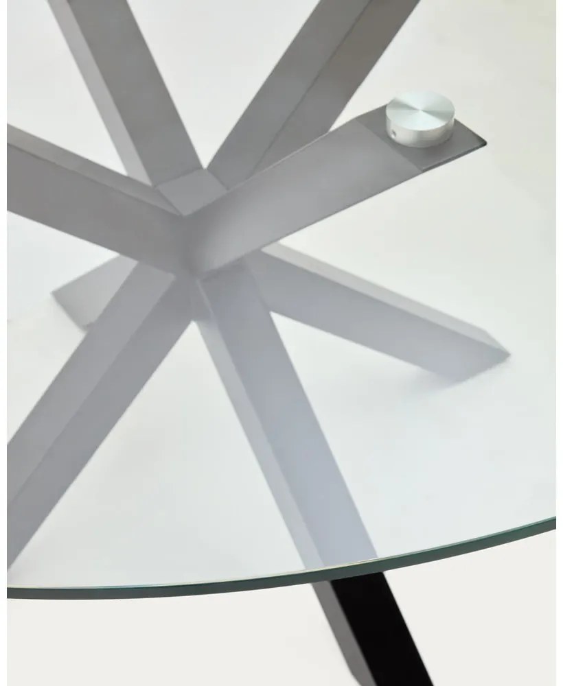 Čierny okrúhly jedálenský stôl so sklenenou doskou ø 150 cm Argo – Kave Home