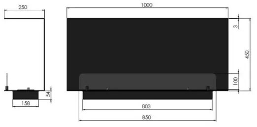 InFire - Vstavaný BIO krb 100x45 cm 3kW čierna