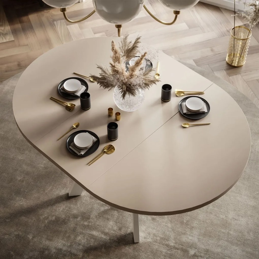 OKRÚHLY ROZKLADACÍ JEDÁLENSKÝ STÔL EWALD KAŠMÍR MATNÝ + BIELY 100/140 cm