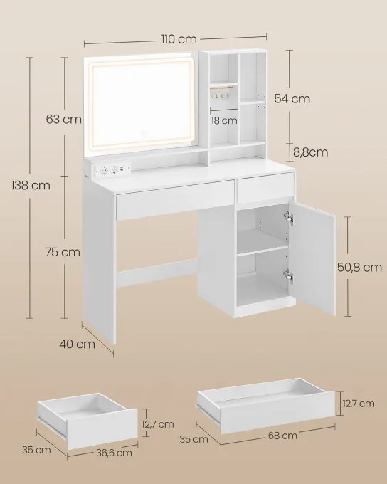 Toaletný stolík s LED osvetlením RDT634W01