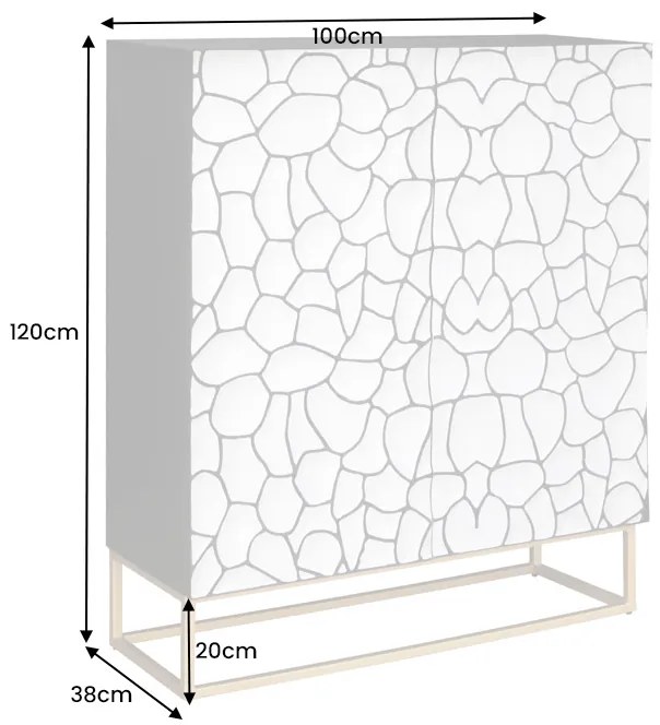Komoda Erupcio 177 cm a komoda Erupcio 120 cm mozaika čierno-biela set
