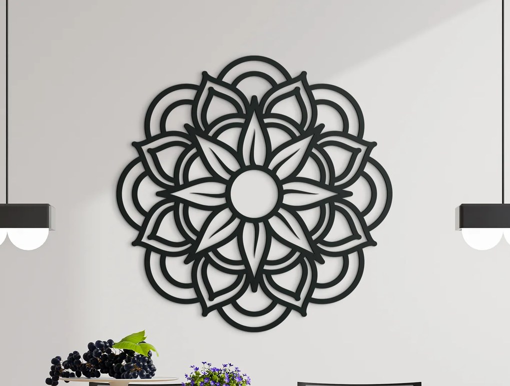 drevko 3D drevená mandala Kvet Rozmer obrazu: 44,5 x 44,5 cm, Farba dekorácie: Čierna