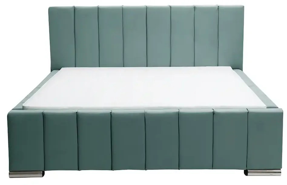 Čalúnená posteľ Sweet s matracom, roštom a úložným priestorom - Mentolová - šírka 120cm