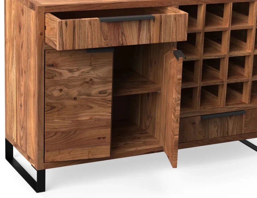 furniture-nabytek.cz - Masivní komoda Sydney z akácie, lakovaná, hnědá – 126×45×84 cm