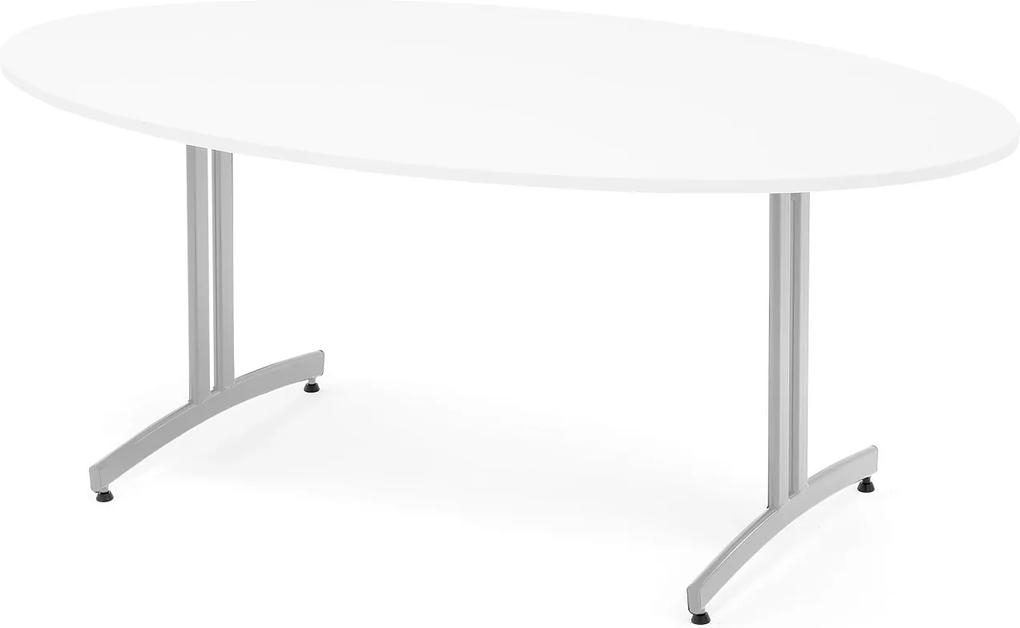 Jedálenský stôl Sanna, oválny, 1800x1000 mm, biela / šedá