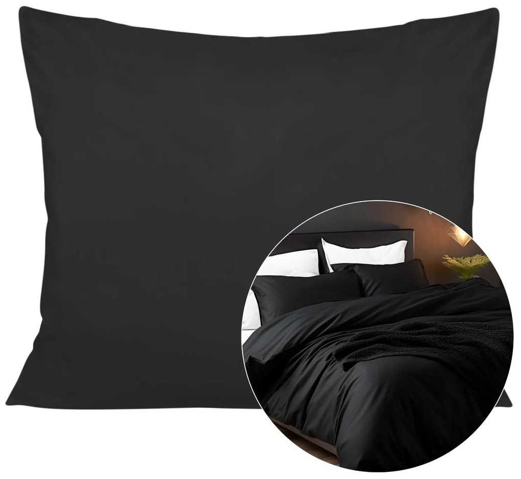 SATÉNOVÁ OBLIEČKA NA VANKÚŠ 50X80 CM ČIERNA